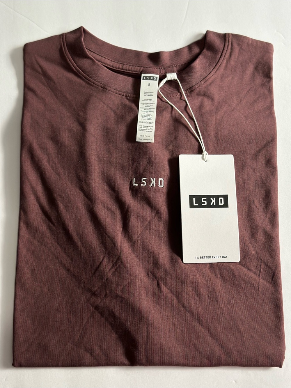 LSKD Go-To FLXCotton Oversized Tee In Cocoa
Powder/White Size Small NWT - Picture 6 of 7